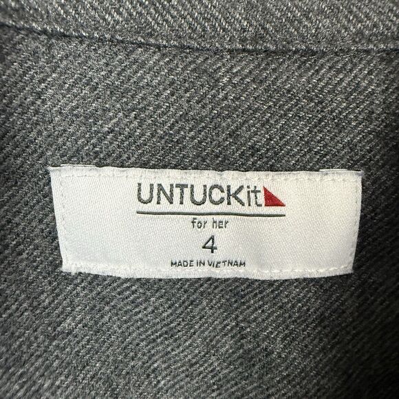 UNTUCKit Portia Cotton Utility Long Sleeve Shirtdress Dress Gray Womens Size 4 - Picture 7 of 15